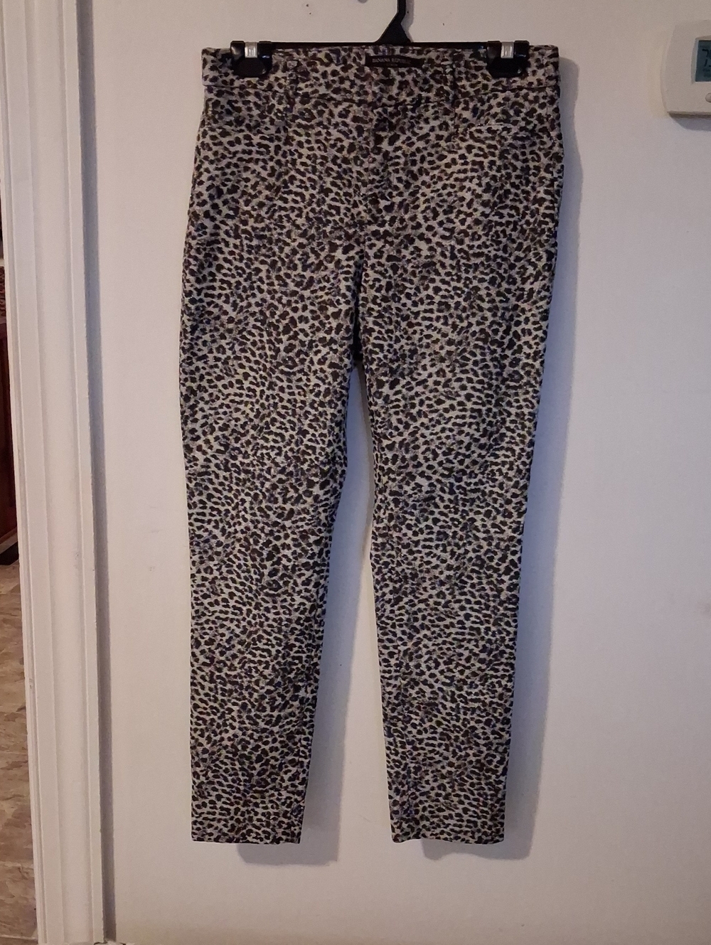 Banana Republic Black and Beige Leopard-Print Skinny Pants